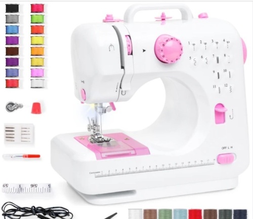 6V Portable Foot Pedal Sewing Machine w/ 12 Stitch Patterns - Lot 297