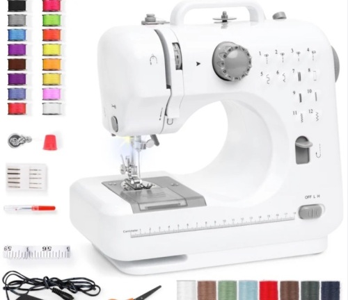 6V Portable Foot Pedal Sewing Machine w/ 12 Stitch Patterns - Lot 298