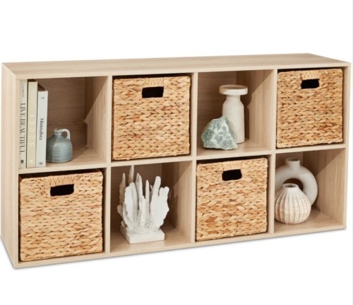 8-Cube Bookshelf, 11in Storage Display w/ Removable Panels, Customizable - Lot 312