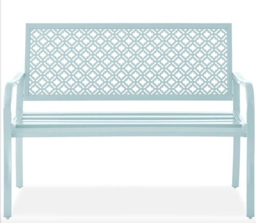 Indoor Outdoor Steel Bench w/ Geometric Backrest, Foot Levelers - Lot 372