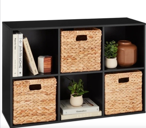 6-Cube Bookshelf, 11in Storage Display w/ Removable Panels, Customizable - Lot 373