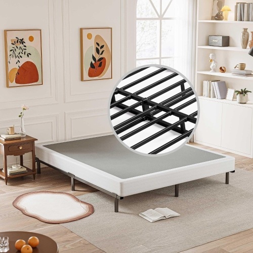 Daqutic Box Spring Queen，5 Inch Metal Box-Spring Only, Mattress Foundation, Heavy Duty Structure with Fabric Cover Metal Frame, Noise Free, Non-Slip, Easy Assembly  - Lot 416