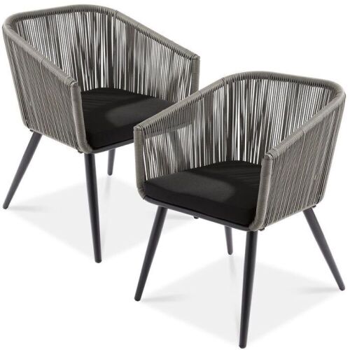 Set of 2 Indoor Outdoor Woven Wicker Patio Dining Chairs, 250lb Capacity - Lot 91