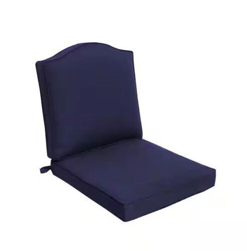 Hampton Bay Lauren Oaks 20.25 in. x 22 in. Two Piece Outdoor Dining Chair Replacement Cushion in Midnight, 2 Pack  - Lot 99