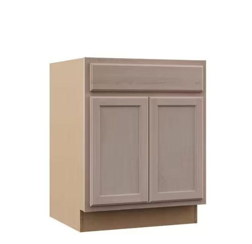 Hampton Bay 27 in. W x 24 in. D x 34.5 in. H Assembled Base Kitchen Cabinet in Unfinished with Recessed Panel - Lot 101