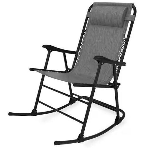 Metal Outdoor Rocking Chair Folding Light-weight Portable Design, with Headrest  - Lot 102