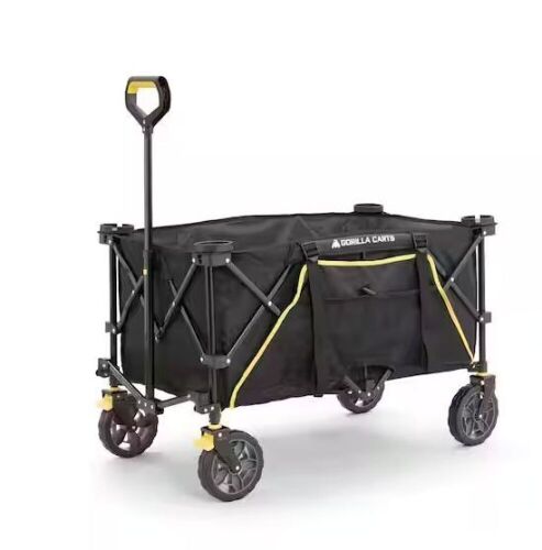 Gorilla Carts 7 cu. ft. Oversized Outdoor Folding Utility Wagon, Expandable Side Pockets, Flat-Free Tires  - Lot 320
