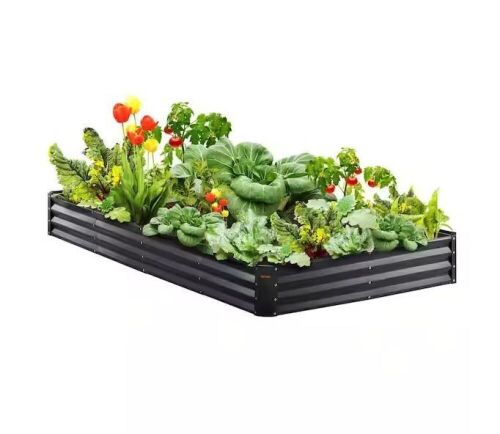 8 ft. x 4 ft. x 1 ft. Galvanized Metal Outdoor Garden Bed with Safe Edging - Lot 377