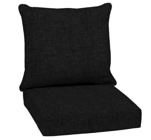 Lot of (4) Arden Selections 24 in. x 24 in. 2-Piece Deep Seating Outdoor Lounge Chair Cushion in Black Leala  - Lot 379