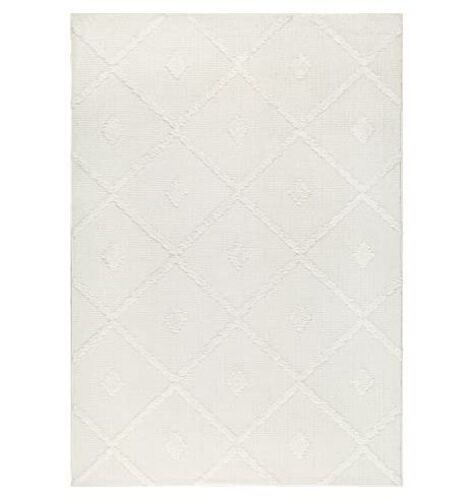Antep Rugs Palafito Geometric Shag Diamond High-Low Pile Textured Indoor Area Rug, White, 6'7" x 9' - Lot 382
