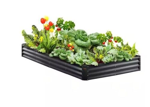 8 ft. x 4 ft. x 1 ft. Galvanized Metal Outdoor Garden Bed with Safe Edging  - Lot 397