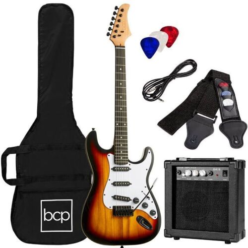 Beginner Electric Guitar Kit w/ Case, 10W Amp, Tremolo Bar - 39in - Lot 689
