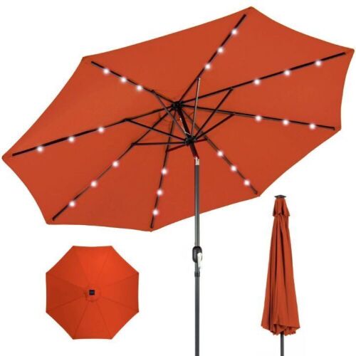 Solar LED Lighted Patio Umbrella w/ Tilt Adjustment, UV-Resistant- 10ft - Lot 737