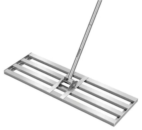 VIVOSUN 72 in. x 30 in. x 10 in. Stainless Steel Lawn Leveling Rake with Handle for Smooth Soil  - Lot 661