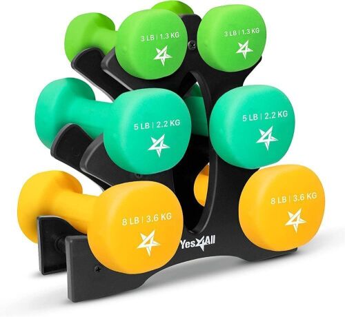 Yes4All Neoprene Dumbbells Set with Rack - Lot 654