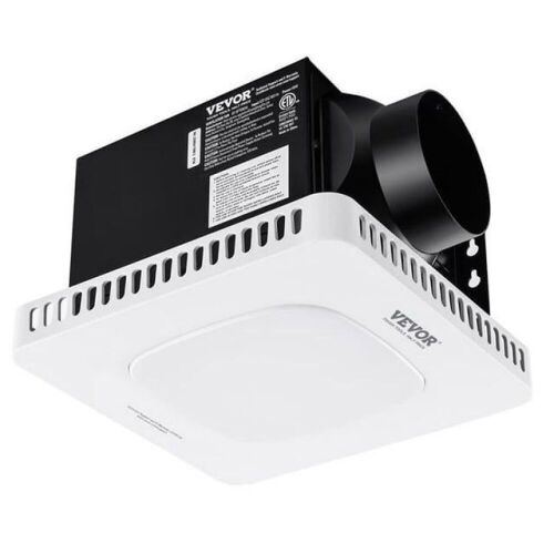VEVOR Bathroom Exhaust Fan w/ Light, 1.5 Sones, Moisture-Resistant, 80 CFM - Lot 306