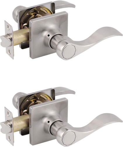  Probrico Wave Style Passage Door Handles Levers Keyless, Reversible, Satin Nickel, 4 Pack  - Lot 405