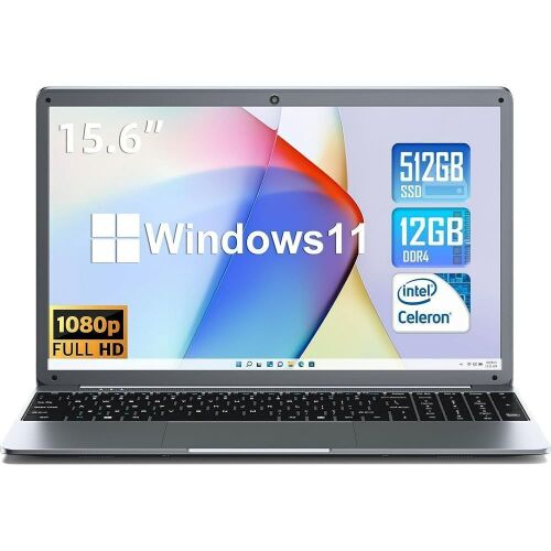 SGIN 15.6 Inch 12GB DDR4 512GB SSD Laptop Computer, Intel Celeron N5095 Processor, FHD 1920x1080 Display, WiFi, Bluetooth 4.2, Webcam, USB 3.0  - Lot 78