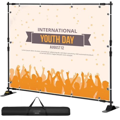 VEVOR 10 x 8 Ft Backdrop Banner Stand Adjustable Height and Width  - Lot 408