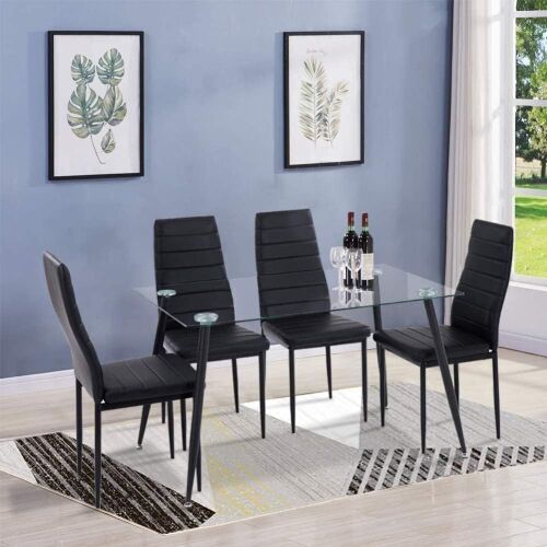 NIERN Modern Black Dining Chairs, Set of 4  - Lot 129