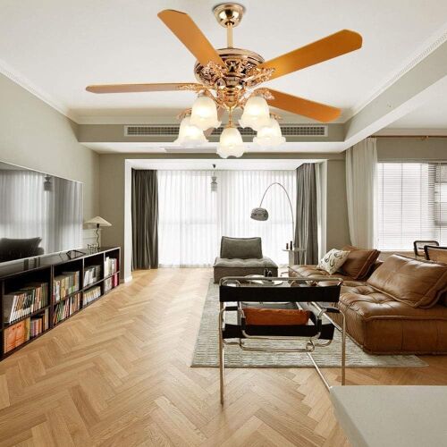 52 Inch Gold Ceiling Fan with LED Light and Remote Control - Lot 75