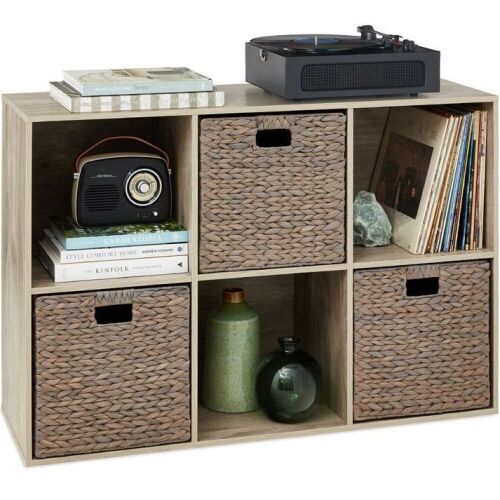 6-Cube Bookshelf, 13.5in Storage Display w/ Removable Panels, Customizable - Lot 556