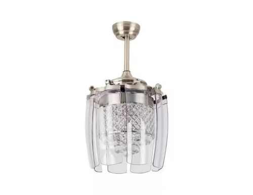 42 in. LED Modern Crystal Ceiling Fan Light with 8 Retractable Blades  - Lot 158