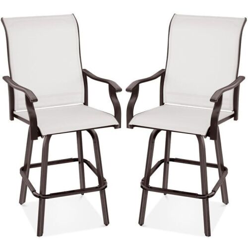 Set of 2 Swivel Barstools w/ 360 Rotation, All-Weather Mesh - Lot 63