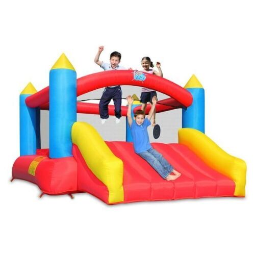 Action Air Inflatable Bounce House Castle with Durable Slide for Age 3-10, Air Blower Included - Lot 56