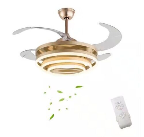 42 in. Integrated LED Indoor Gold Modern Ceiling Fan with Light Kit and Remote  - Lot 39
