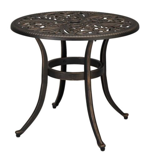  23 in Cast Aluminum Round Bistro Table w/ Umbrella Hole, Bronze  - Lot 469