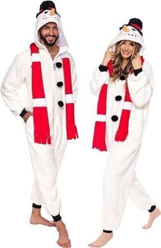 Funziez! Slim Fit Sherpa Adult Snowman Onesie, Small   - Lot 376