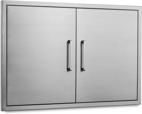 Outdoor Kitchen Doors- 30"W x 21"H - Stainless Steel BBQ Double Access Door,Flush Mount for Outdoor Kitchen and BBQ Island - Lot 150a