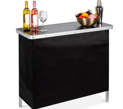 Portable Pop-Up Bar Table w/ Carrying Case, Removable Skirt - Lot 166
