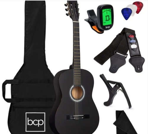 Beginner Acoustic Guitar Set w/ Case, Strap, Strings - 38in - Lot 171