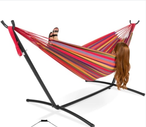 2-Person Brazilian-Style Double Hammock w/ Carrying Bag and Steel Stand - Lot 172