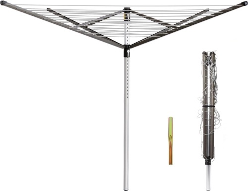 JS HANGER Clothesline Outdoor Rotary Dryer, 4 Arms Foldable Heavy Duty Height Adjustable Clothes Drying Rack, 196FT Drying Space, Hang Wet or Dry Laundry  - Lot 188