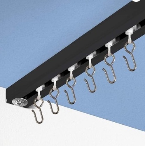Room Dividers Now Ceiling Curtain Track Set - Zoro Black, Small Size for 3-6 Feet Wide Spaces, Premium Strength Aluminum, Easy to Install with Roller Hooks and Hardware - Room Divider Kit Separate - Lot 190