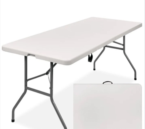 Portable Folding Plastic Dining Table w/ Handle, Lock - 6ft - Lot 214
