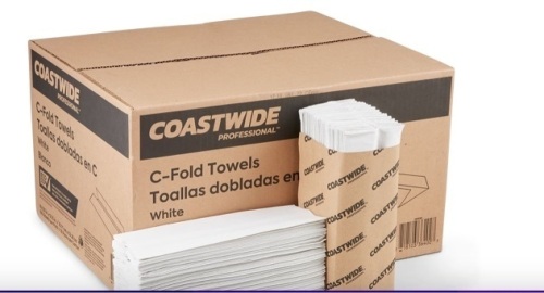 Coastwide Professional™ Recycled C-Fold Paper Towels, 1-Ply, 150 Sheets/Pack, 2400 Sheets/Carton (CW25383) - Lot 300