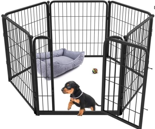 FXW Homeplus Dog Playpen Designed for Indoor Use, 24" Height for Puppy and Small Dogs, Black-6 panels - Lot 41