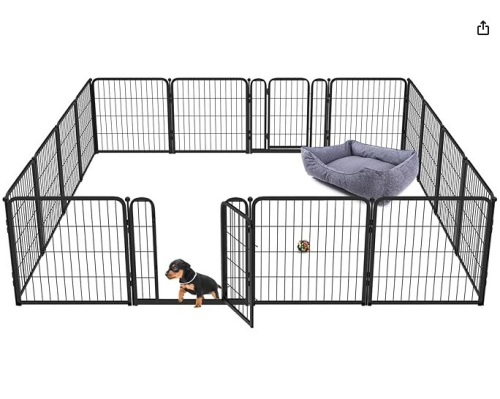 FXW Homeplus Dog Playpen Designed for Indoor Use, 24" Height for Puppy and Small Dogs, Black-16 panels - Lot 44