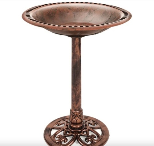 Vintage Outdoor Garden Bird Bath w/ Fleur-de-Lis Accents - Lot 343