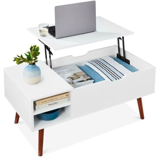 Wooden Mid-Century Modern Lift Top Coffee Table w/ Removable Shelf - Lot 205