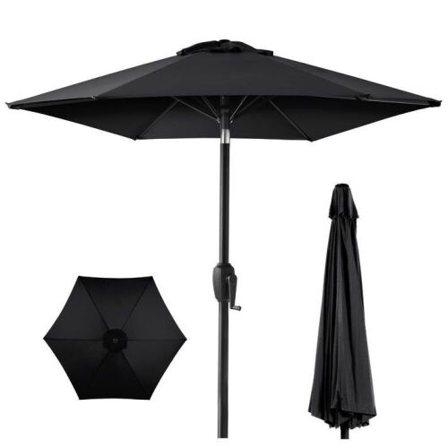 Outdoor Market Patio Umbrella w/ Push Button Tilt, Crank Lift - 7.5ft - Lot 372