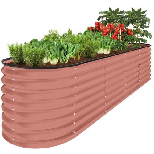 Metal Raised Garden Bed, Oval Outdoor Planter Box for Vegetables - 8x2x2ft - Lot 373