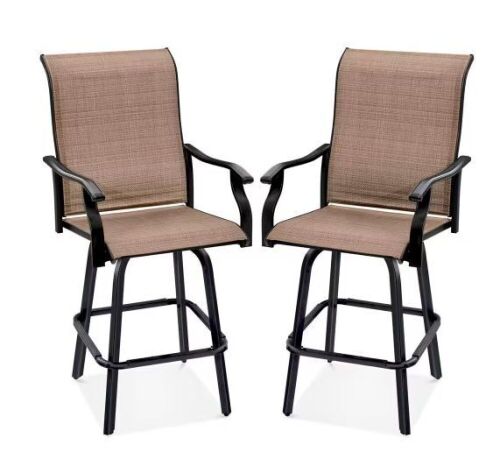 Set of 2 Swivel Barstools w/ 360 Rotation, All-Weather Mesh - Lot 377