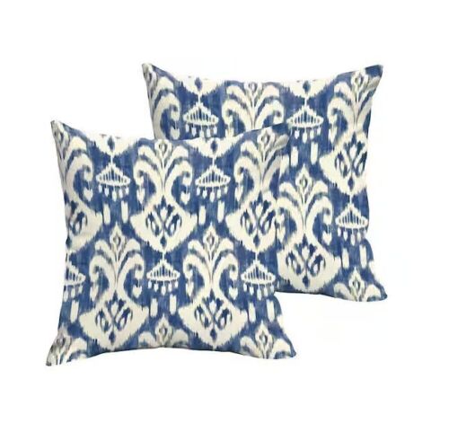 Sorra Home Rivoli Indigo Square Outdoor Throw Pillows, 2 Pack  - Lot 398