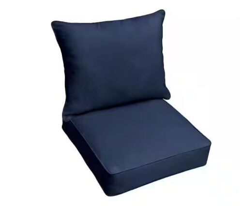 Lot of (4) Sorra Home 27 in. x 23 in. x 27 in. Deep Seating Outdoor Pillow and Cushion Set in Sunbrella Canvas Navy  - Lot 408
