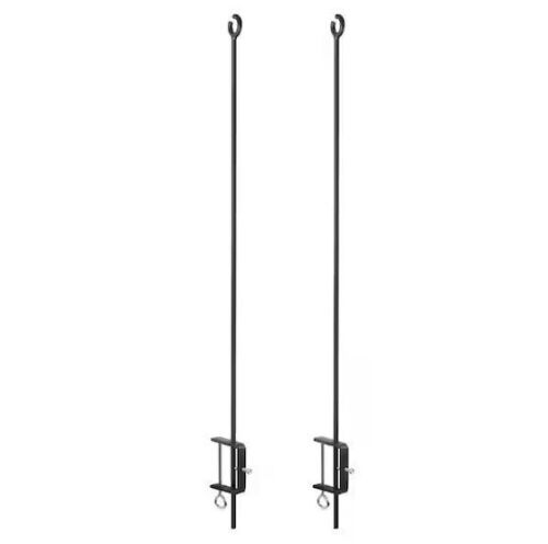 Achla Designs 46 in. H Black Powdercoated Wrought Iron Outdoor O-Hook Railing Poles for String Lights, Set of 2  - Lot 419